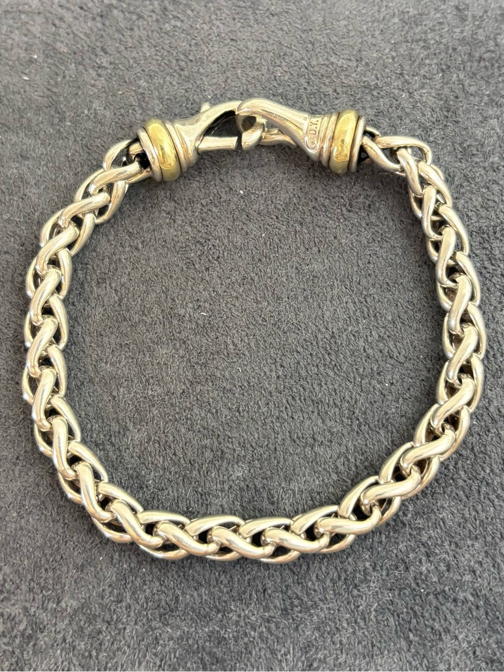 David Yurman 925 & 14k Gold 6mm Wheat Chain Bracelet 6.5-7" - Picture 6 of 9